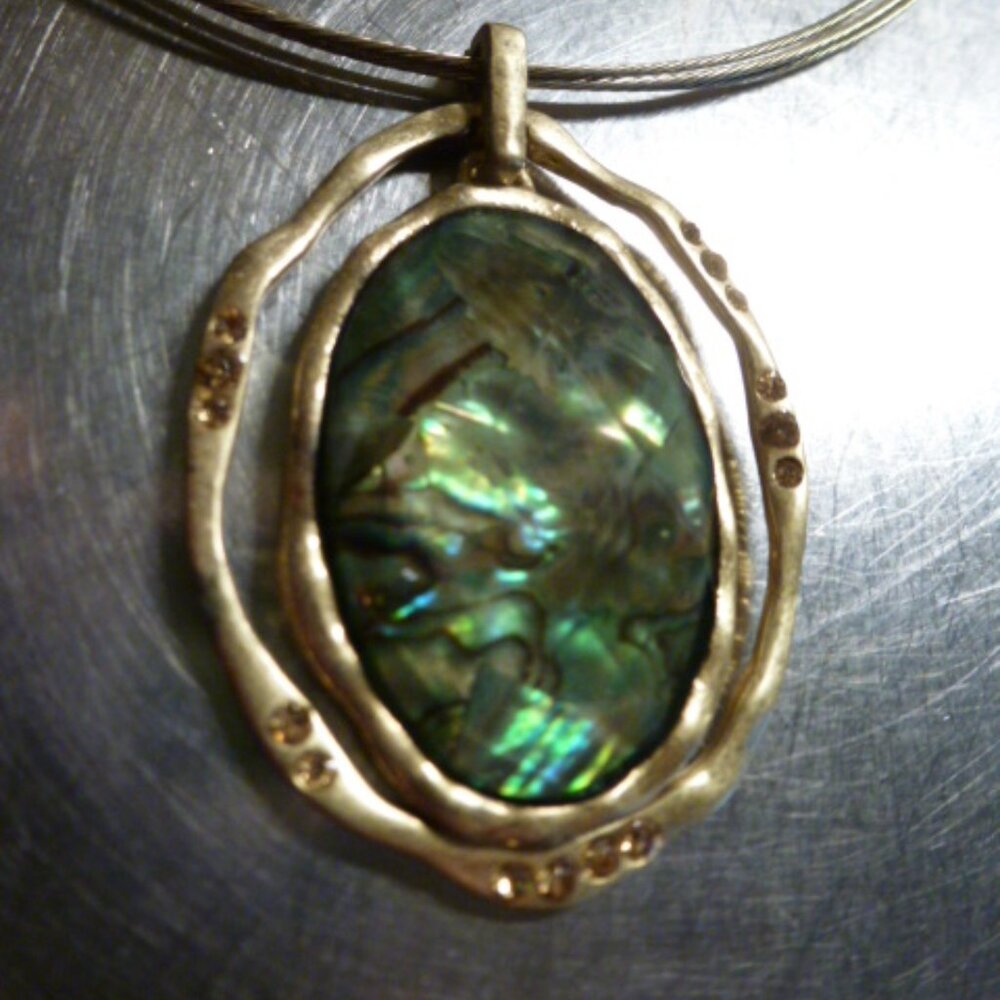 Jones New York abalone wire necklace with rhinestone accents and bonus earrings